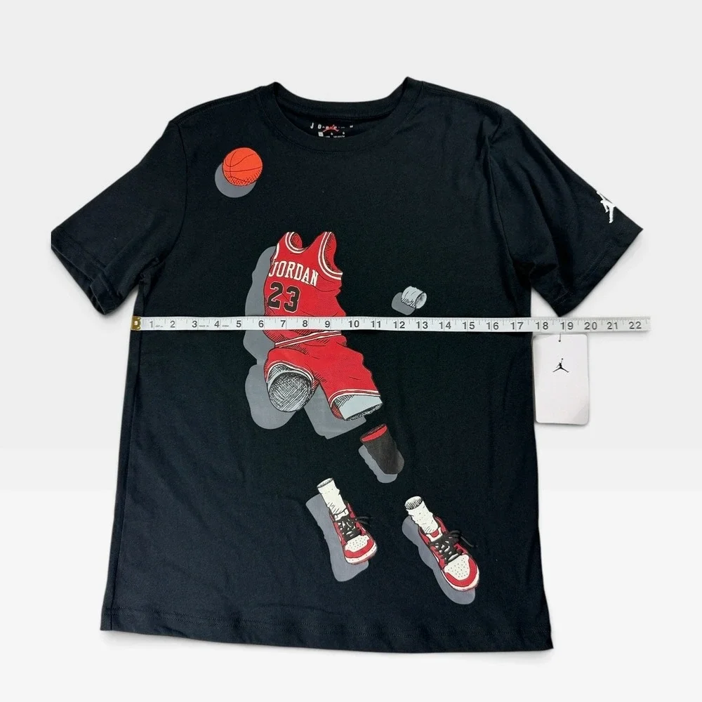 Jordan Graphic T-Shirt 95F159-023 Boys L Black Invisible Jersey NWT